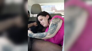Risky Interracial Car Blowjob
