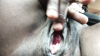 Playing With Wet Juicy Ebony Pussy In The Backseat