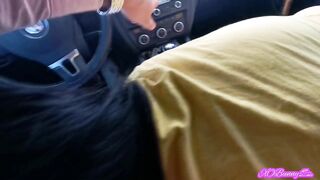 German Woman Blowing In The Car