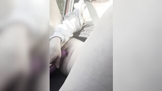 Using Her Huge Vibrator Toy For The First Time While On Roadtrip