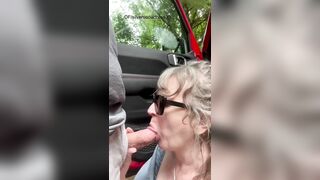 Grey Haired Sexy Whore Sucking Cock Outside The Vehicle