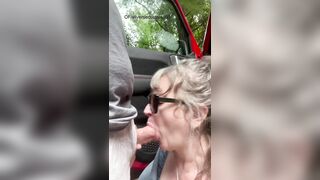 Grey Haired Sexy Whore Sucking Cock Outside The Vehicle