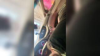 Blonde In Glasses Sucks It During Car Wash