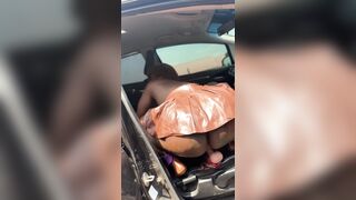 Thick Ebony Playing With Dildo Outdoors