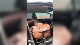 Thick Ebony Playing With Dildo Outdoors
